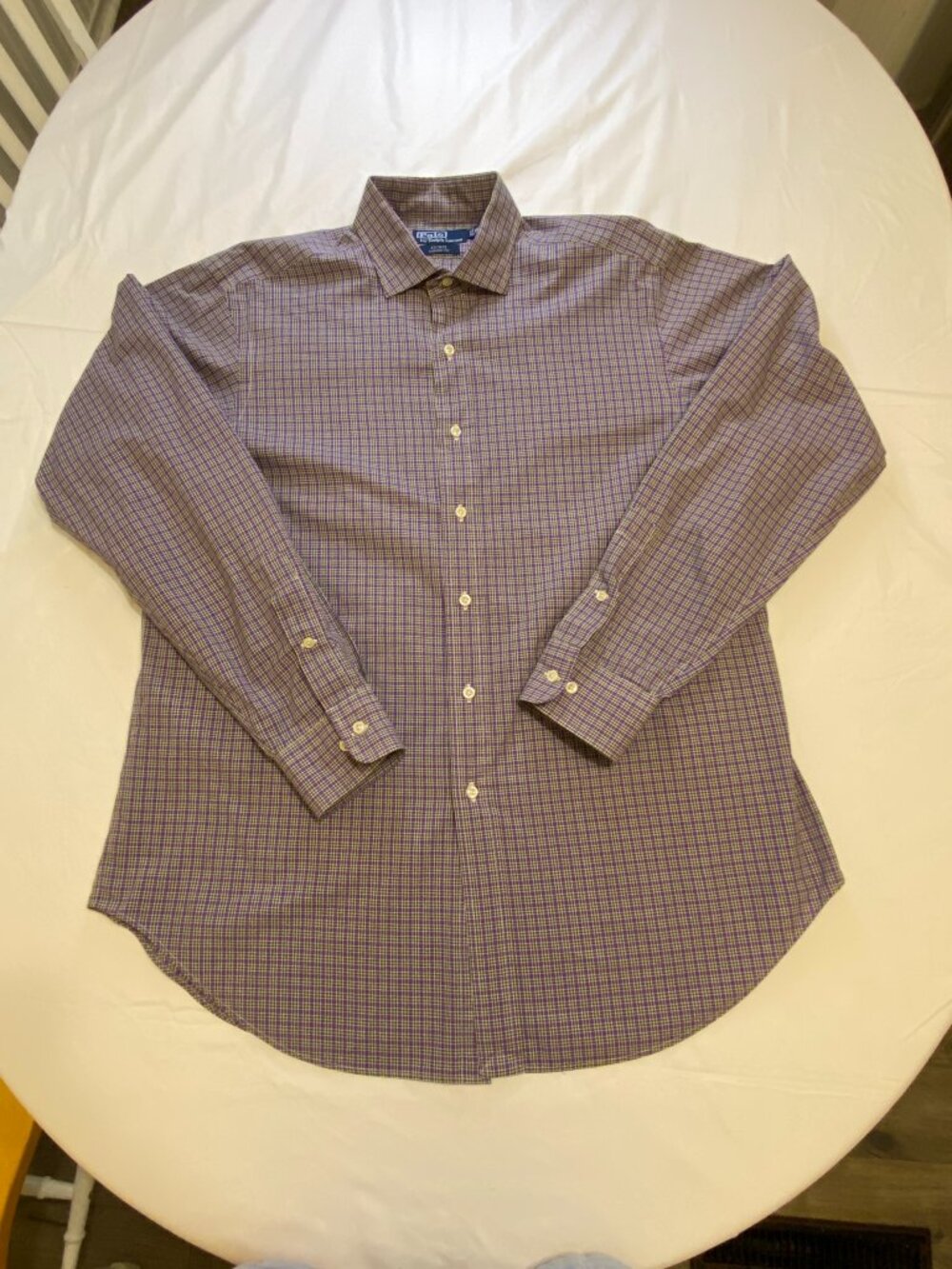 Polo Ralph Lauren Estate Classic Fit Shirt Mens 16.5 L Purple Plaid Cotton